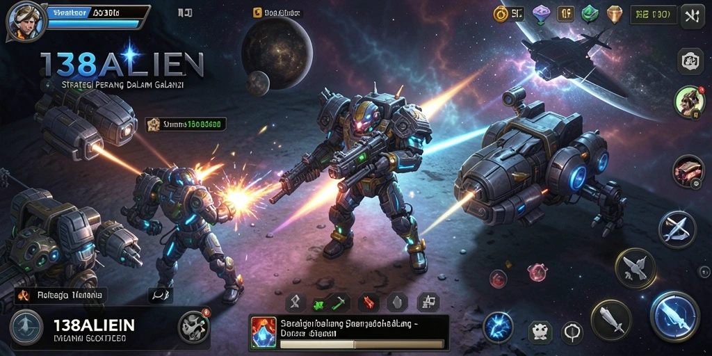 Screenshot menunjukkan gameplay menegangkan di galaksi.