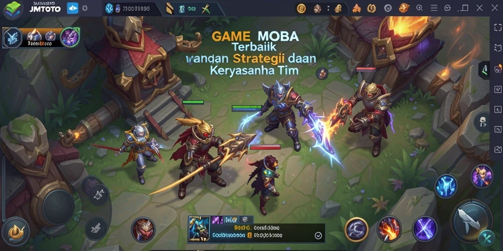 Tangkapan layar gameplay JMTOTO dengan pertempuran tim yang mendebarkan.