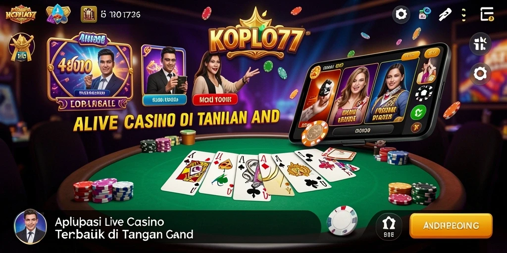 Screenshot KOPLO77 menampilkan dealer yang ramah dan permainan Live Casino yang menegangkan.
