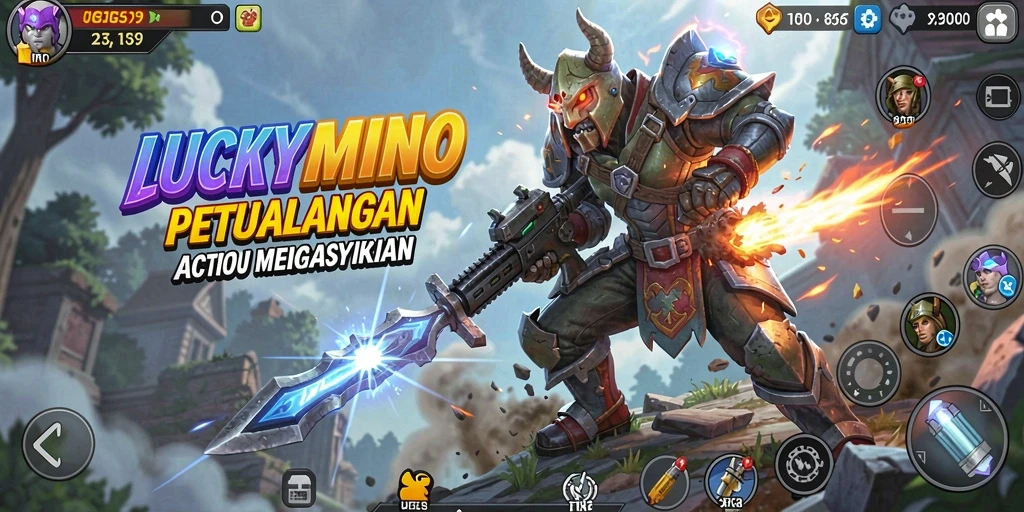 Tampilan gameplay action yang intens di LUCKYMINO.