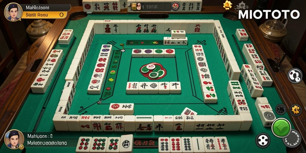 Tampilan menarik dari gameplay <strong>MIOTOTO</strong> yang menampilkan ubin Mahjong.