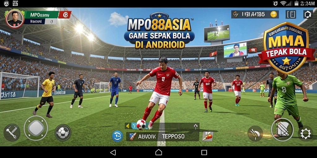 Tampilan gameplay seru dalam MPO88ASIA, menampilkan aksi sepak bola nyata.