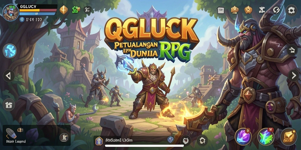 Screenshot gameplay menampilkan aksi seru di dunia RPG QGLUCK.