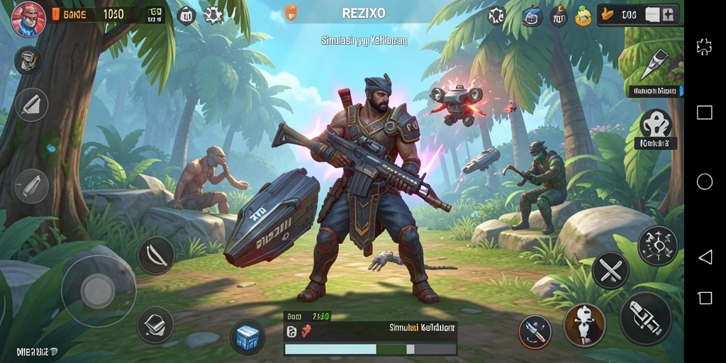Tampilan gameplay <strong>REZIXO</strong> yang menakjubkan dengan interaksi sosial yang mendalam.
