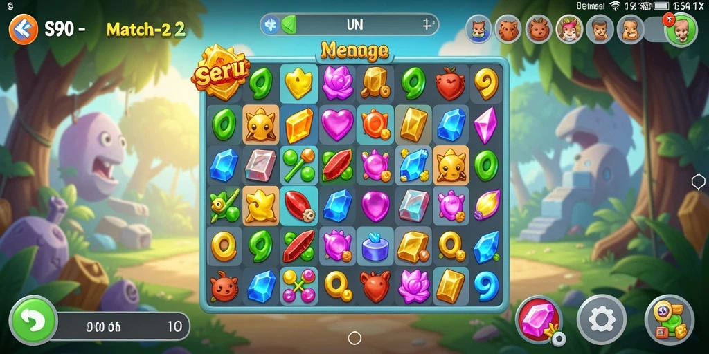 Tampilan gameplay S80 yang penuh warna dalam aksi Match-3.