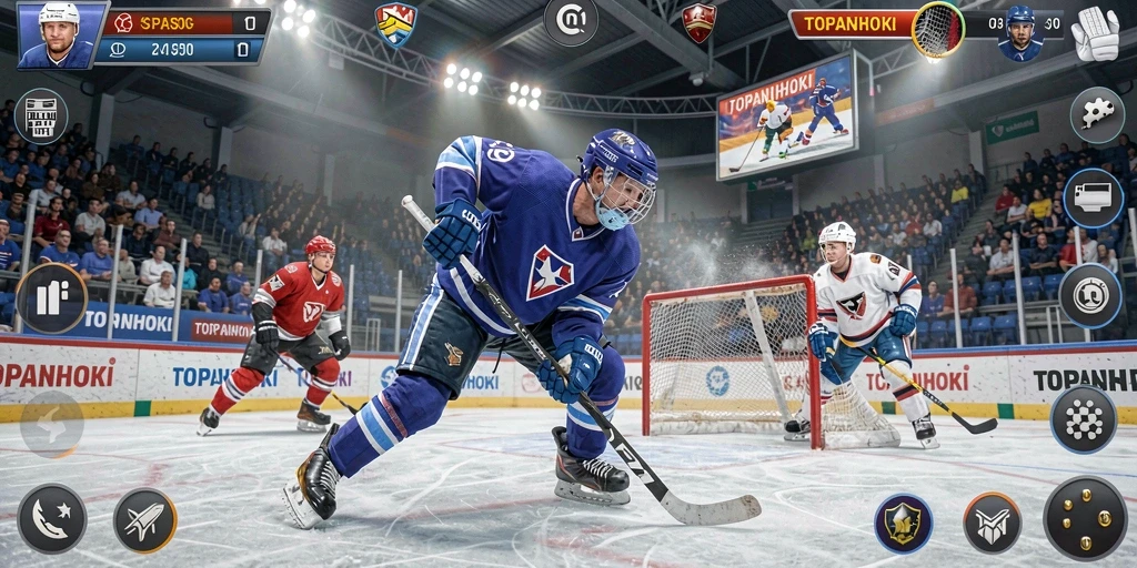 Menampilkan aksi seru dari pertandingan hockey di TOPANHOKI.