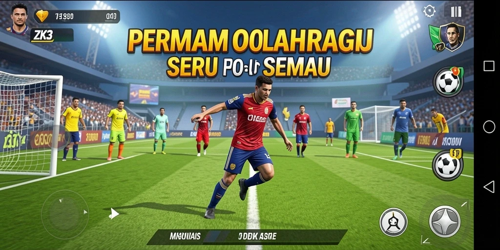 Tampilan gameplay seru dalam ZK3 yang menampilkan berbagai olahraga.